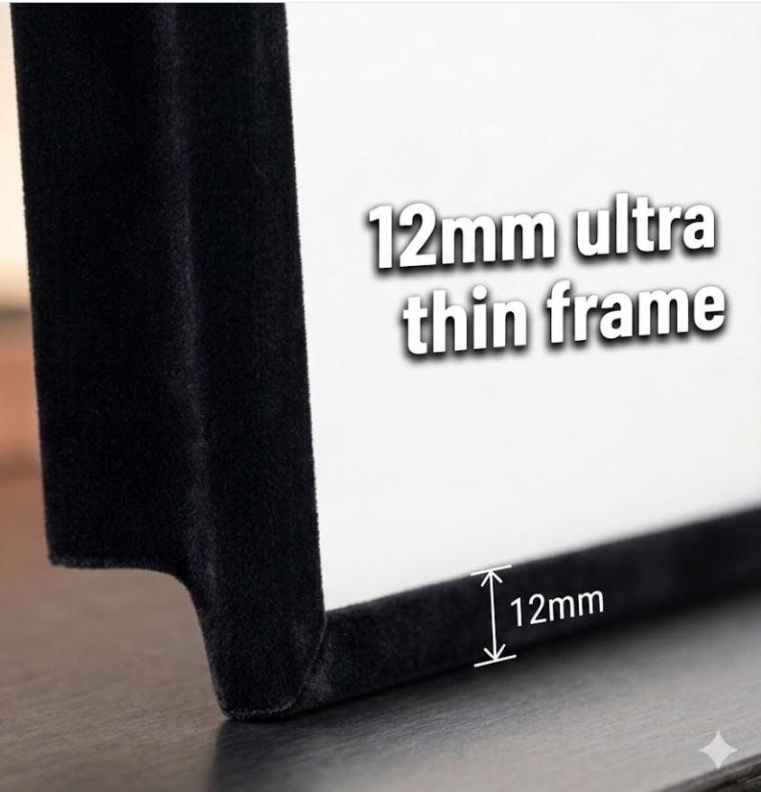 xVision 12 mm thin bezel sabit çerçeve projeksiyon perdesi detay görseli